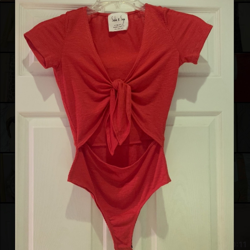 Sadie & Sage Red Bodysuit Shirt
